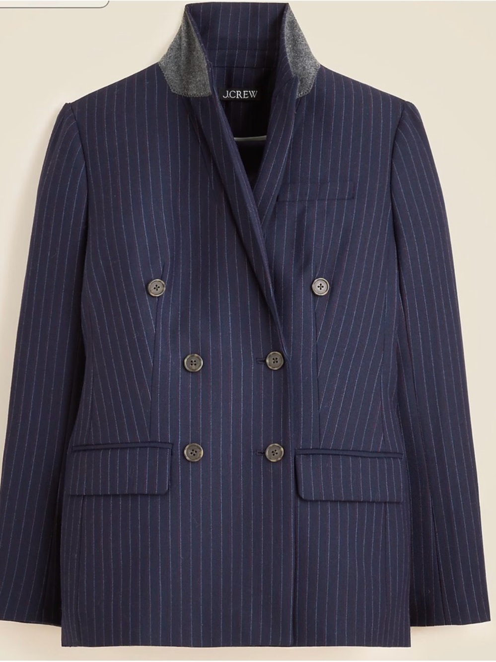 NWT J.Crew Women's Navy Pinstripe Double-Breasted Blazer